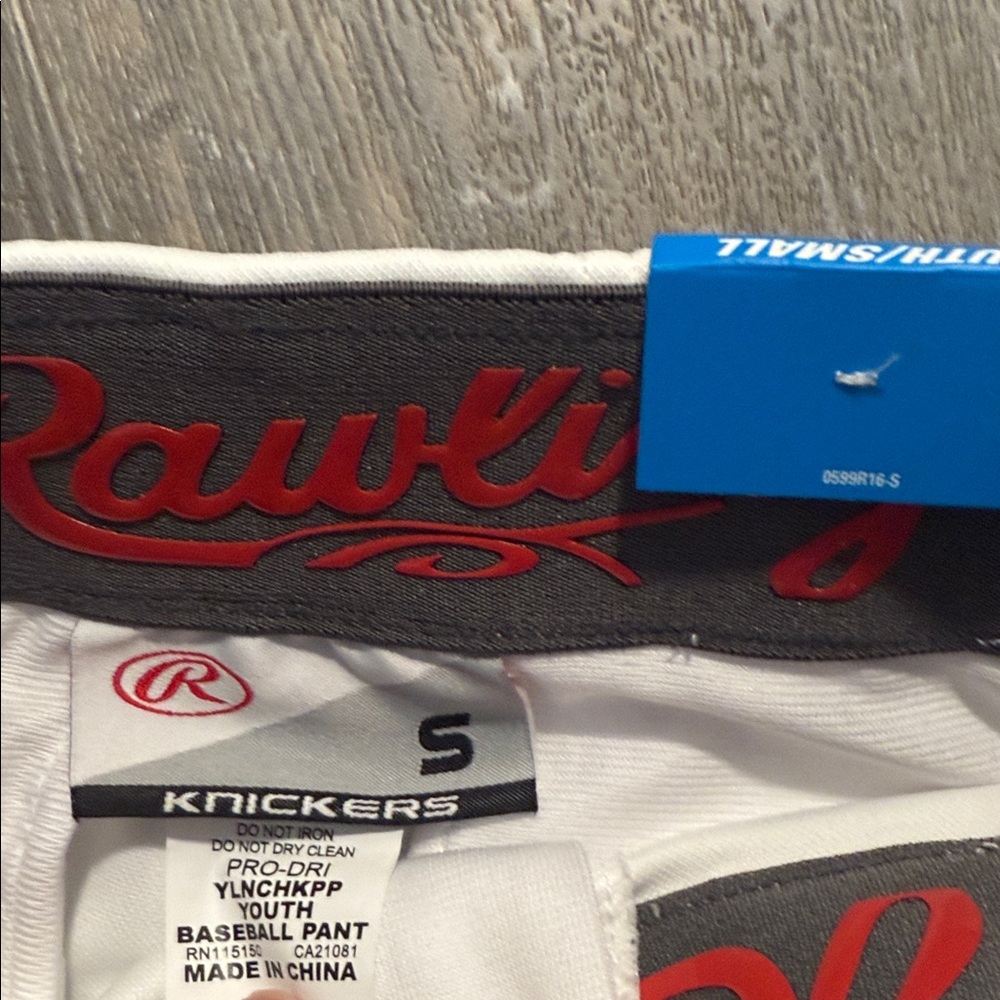 NWT Rawlings Kids White and Blue Athletic Pants - Picture 2 of 6